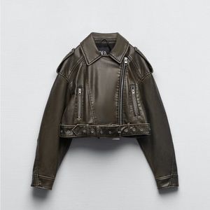 Zara “Molly Mae” Faux Leather Cropped Jacket Size XS